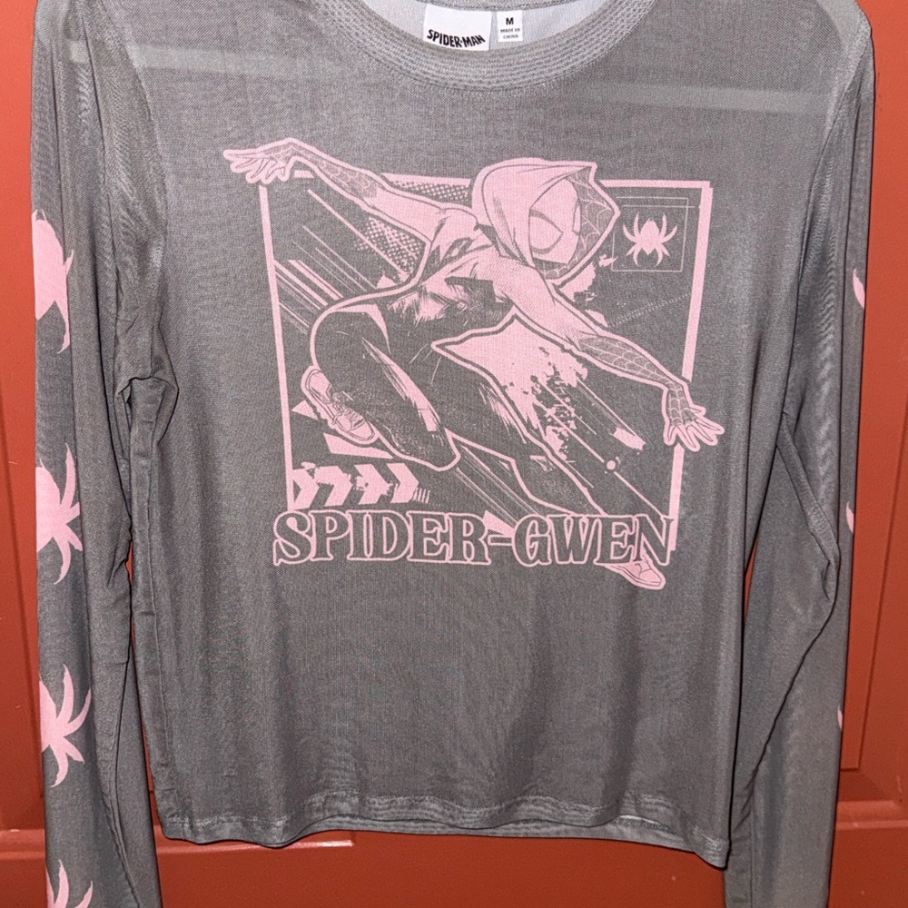 Spiderman Spider-Gwen Gray and Pink Long Sleeve Tee